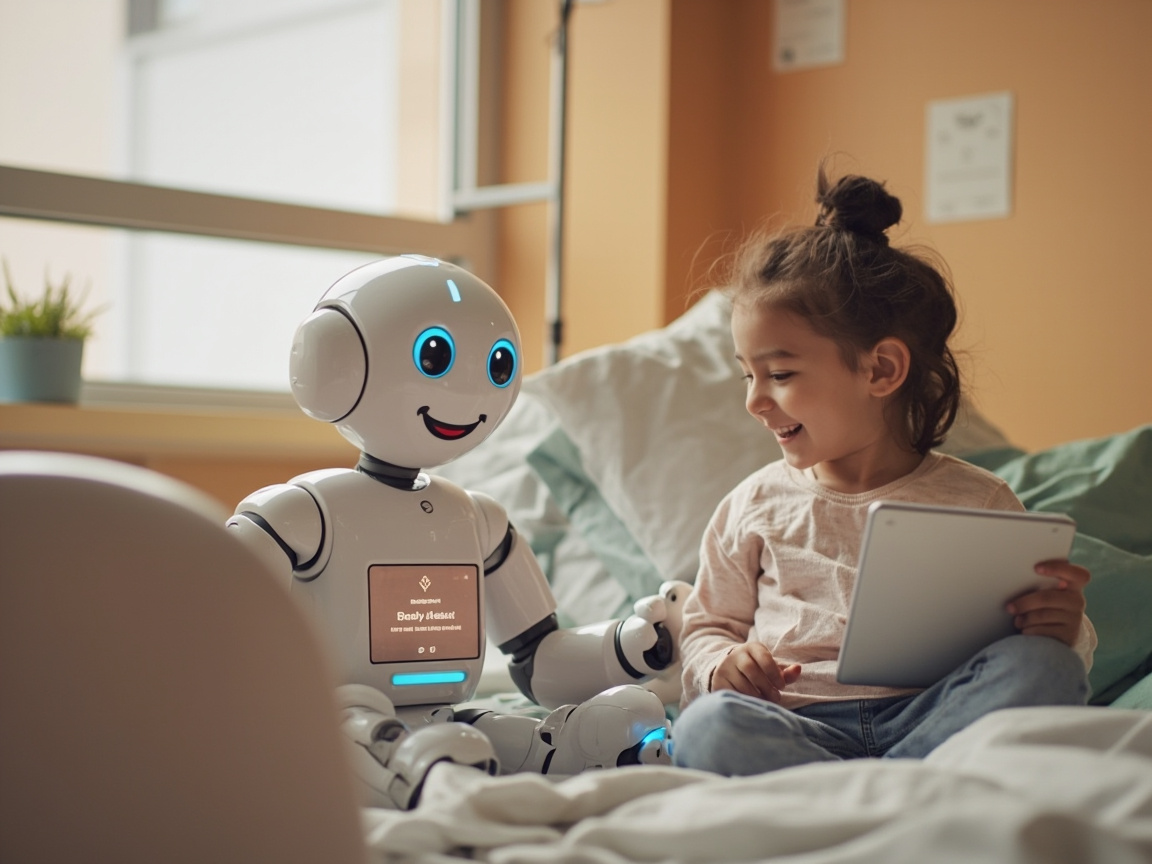 Brussels Hospital Robot Nanny helping child patient