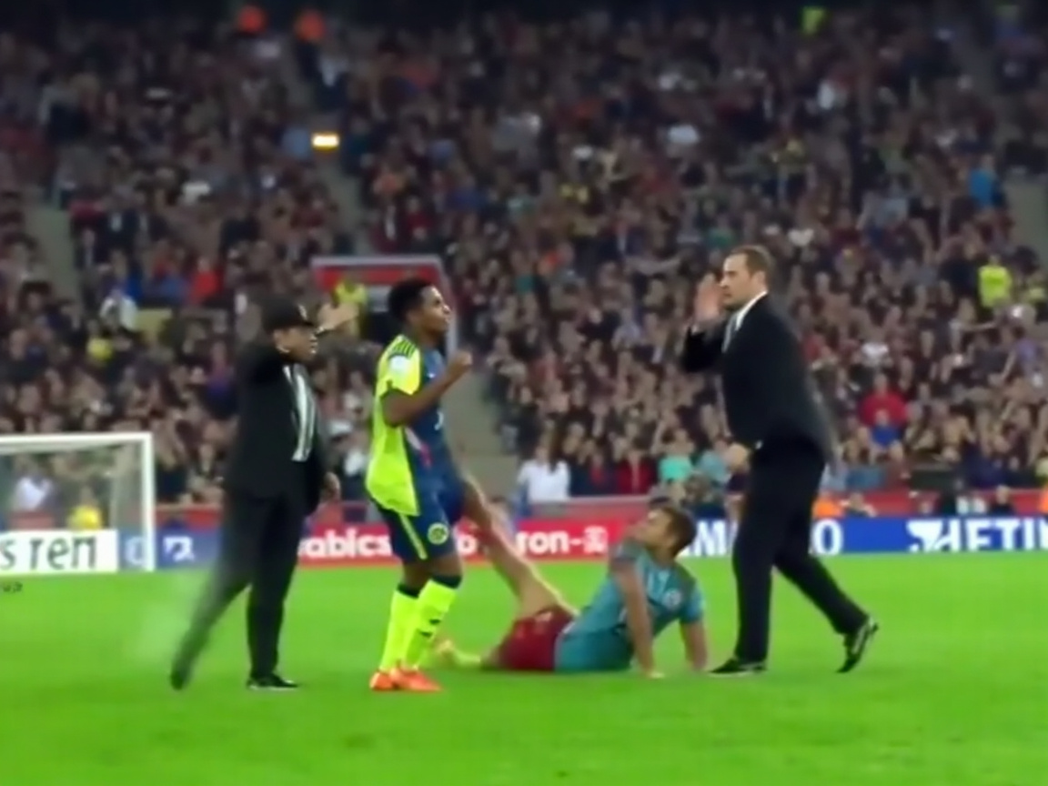 Unexpected Fall at Football Match: Shocking Moment Caught on Camera