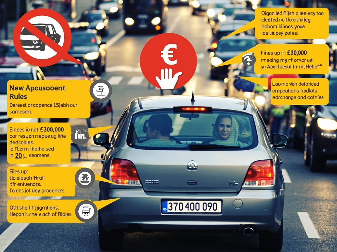 New car occupancy rules diagram showing penalties and requirements